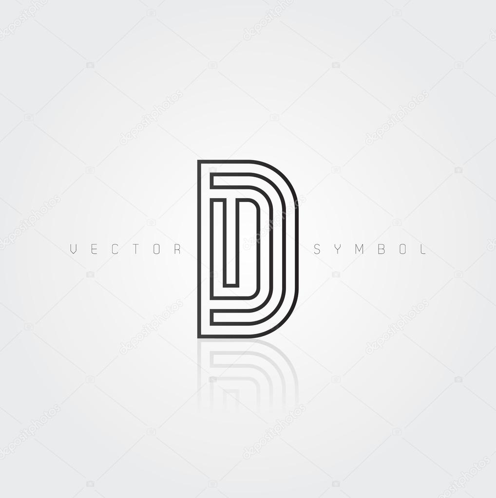 Vector graphic creative line alphabet symbol. Letter D