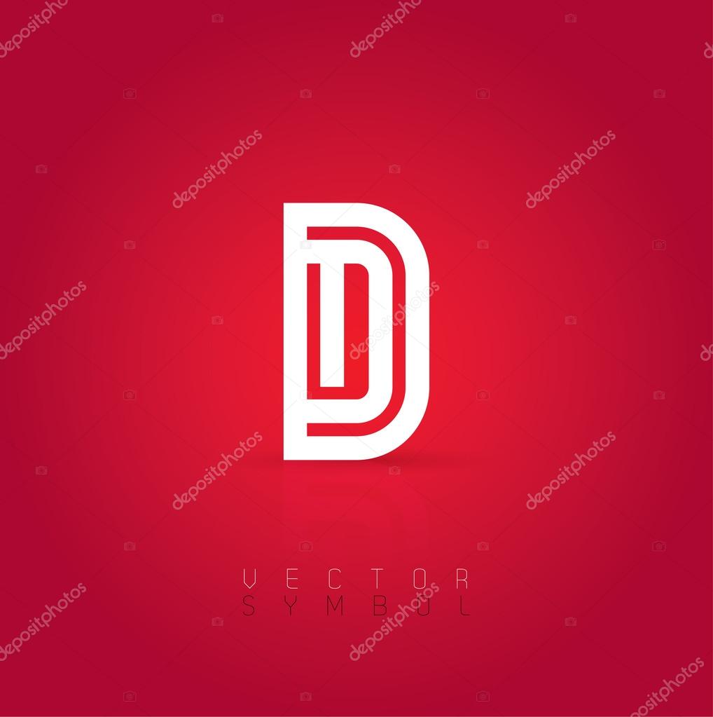 Vector graphic creative line alphabet symbol. Letter D