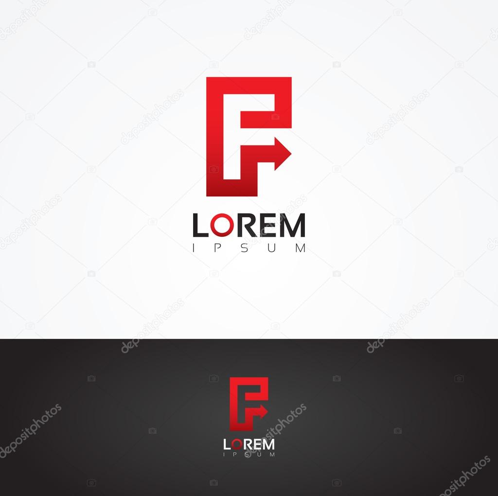 Vector graphic arrow themed alphabet symbol for your company. Letter F