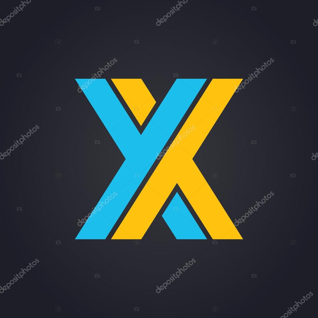 Vector graphic elegant impossible alphabet symbol in two colors. Letter X