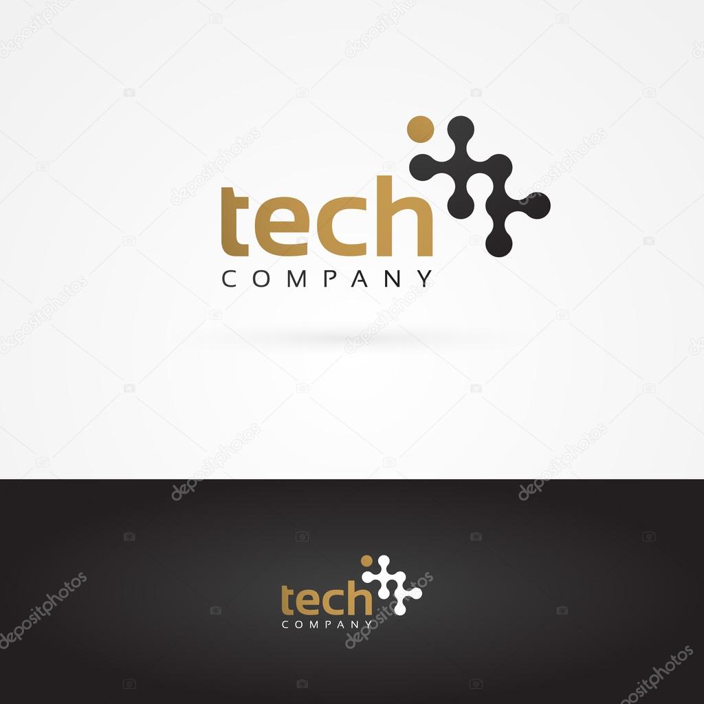 Vector graphic geometric tech symbol in gold and grey