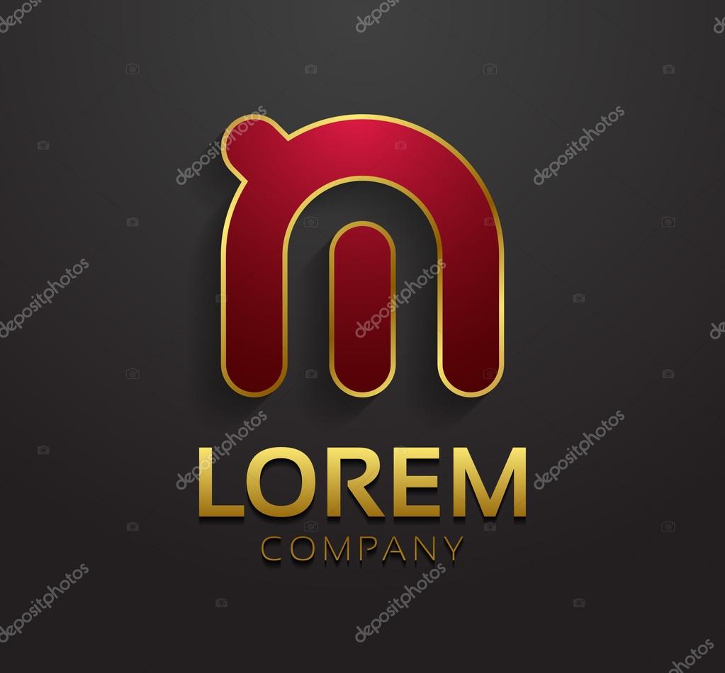 Vector graphic decorative design alphabet, letter M, symbol