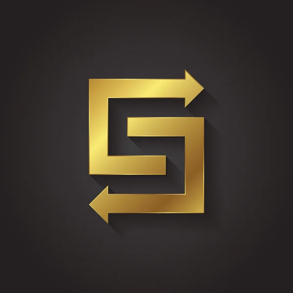 Grafische gouden pijl letter S — Stockvector