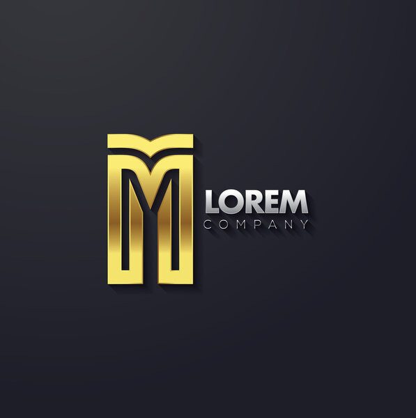 Elegant golden letter M