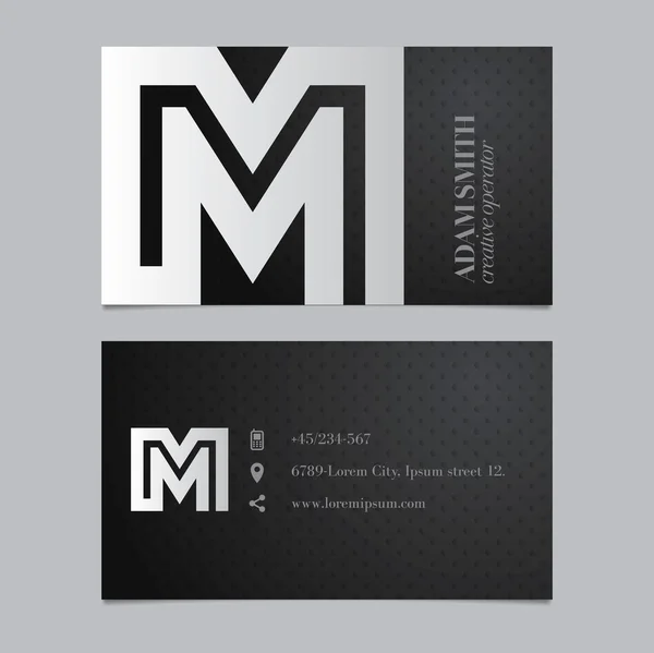 文字 M でのビジネス カード — ストックベクタ