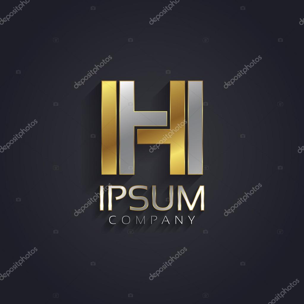 Vector graphic elegant silver and gold impossible font, symbol, alphabet, letter H