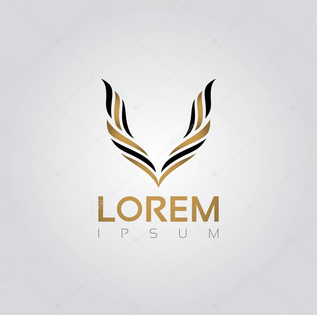Vector graphic golden and black wings element
