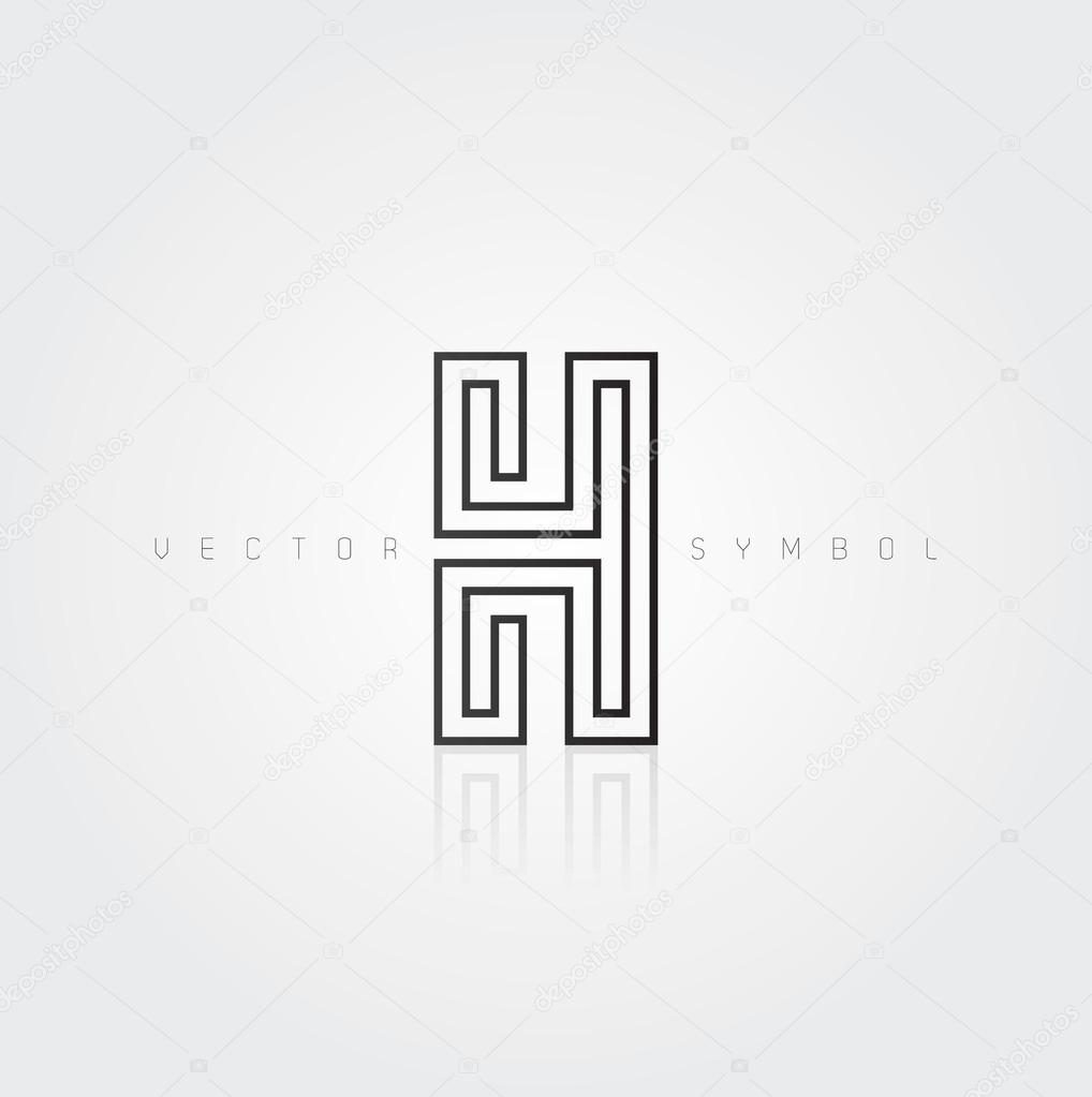 Vector graphic creative line alphabet symbol. Letter H
