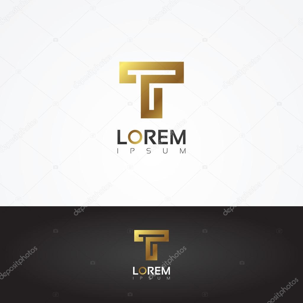 Elegant graphic gold letter T