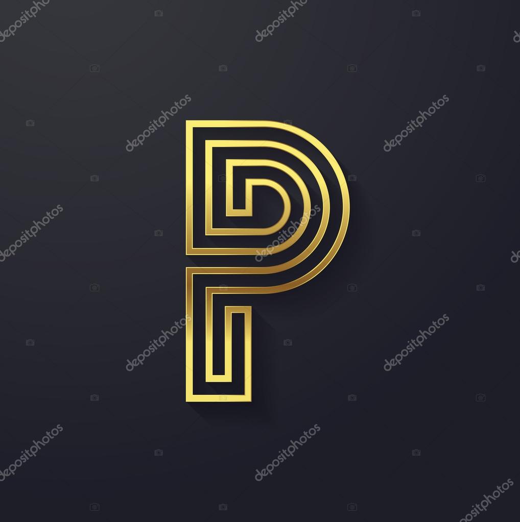 Vector graphic creative line alphabet symbol. Letter P