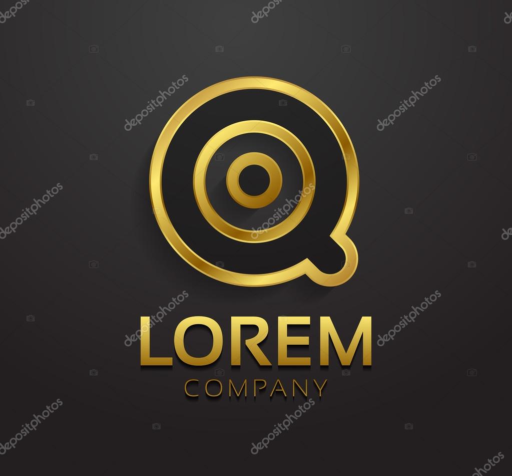 Vector graphic decorative golden design alphabet, letter Q, symbol