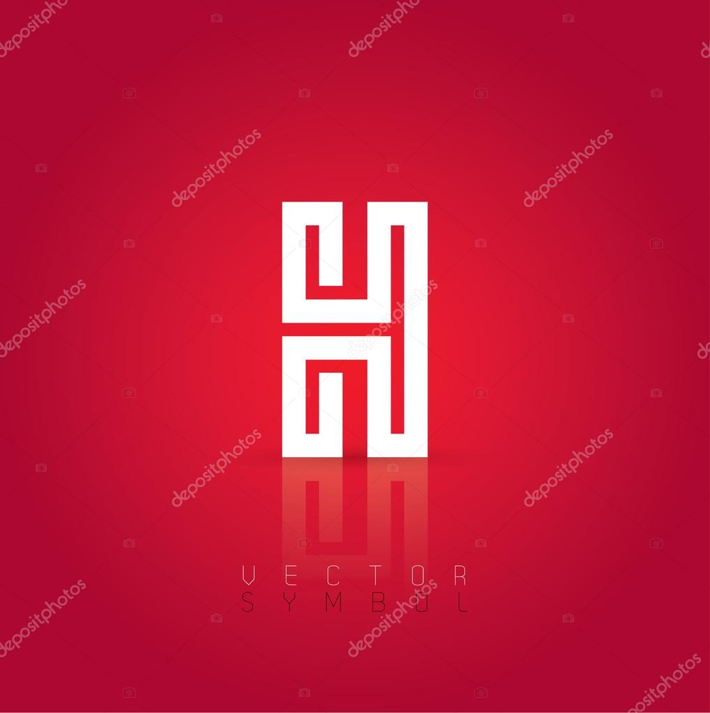 Vector graphic creative line alphabet symbol. Letter H