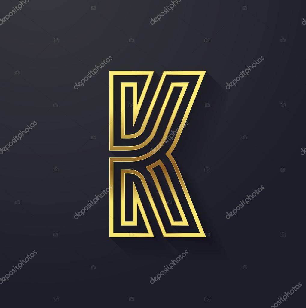 Vector graphic creative line alphabet symbol. Letter K