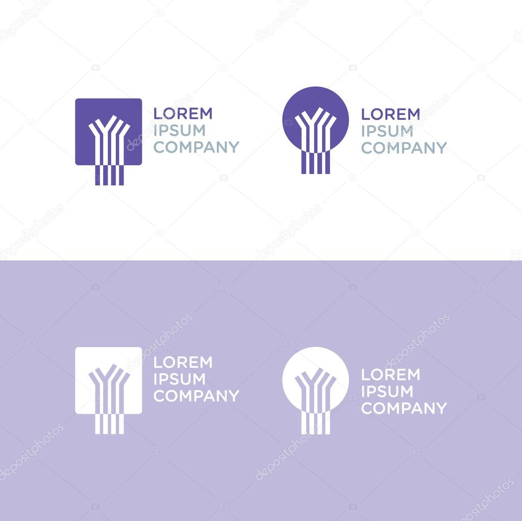 Vector graphic abstract tree shaped symbol with sample text in several version