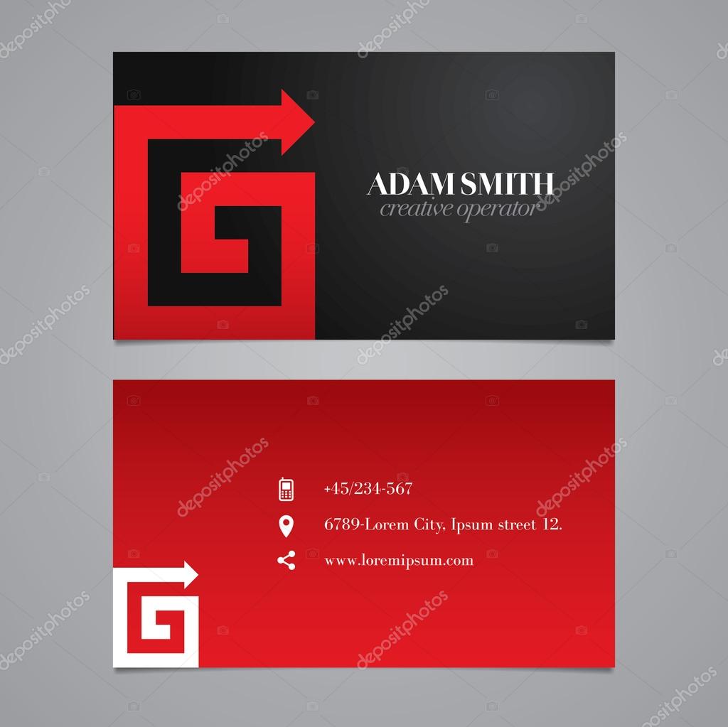Modern vector graphic business card with alphabet symbol, letter G