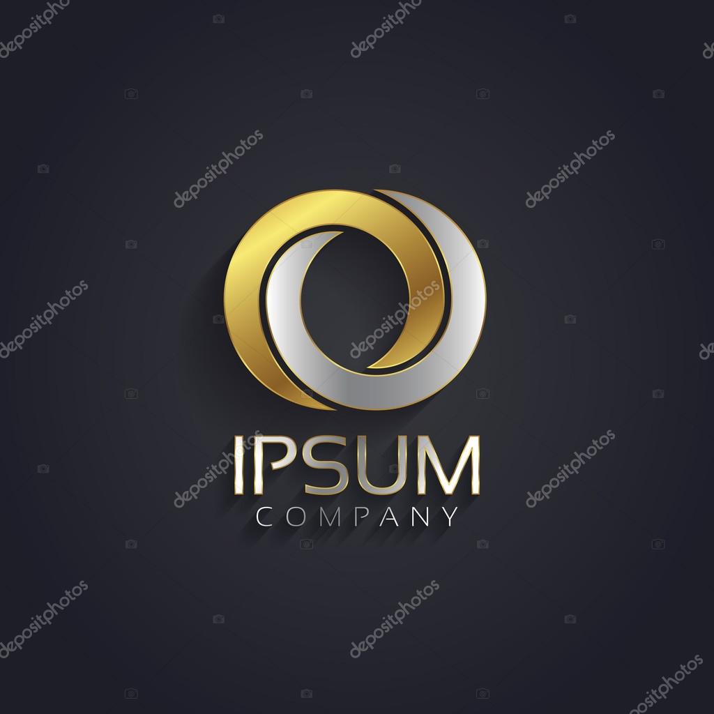 Vector graphic elegant silver and gold impossible font, symbol, alphabet, letter O