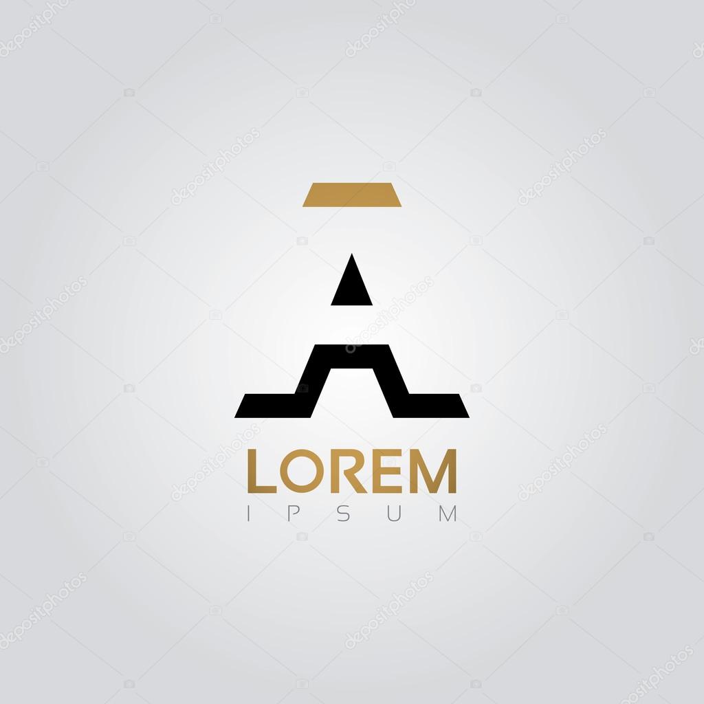Vector graphic elegant silhouette alphabet symbol in two colors. Letter A