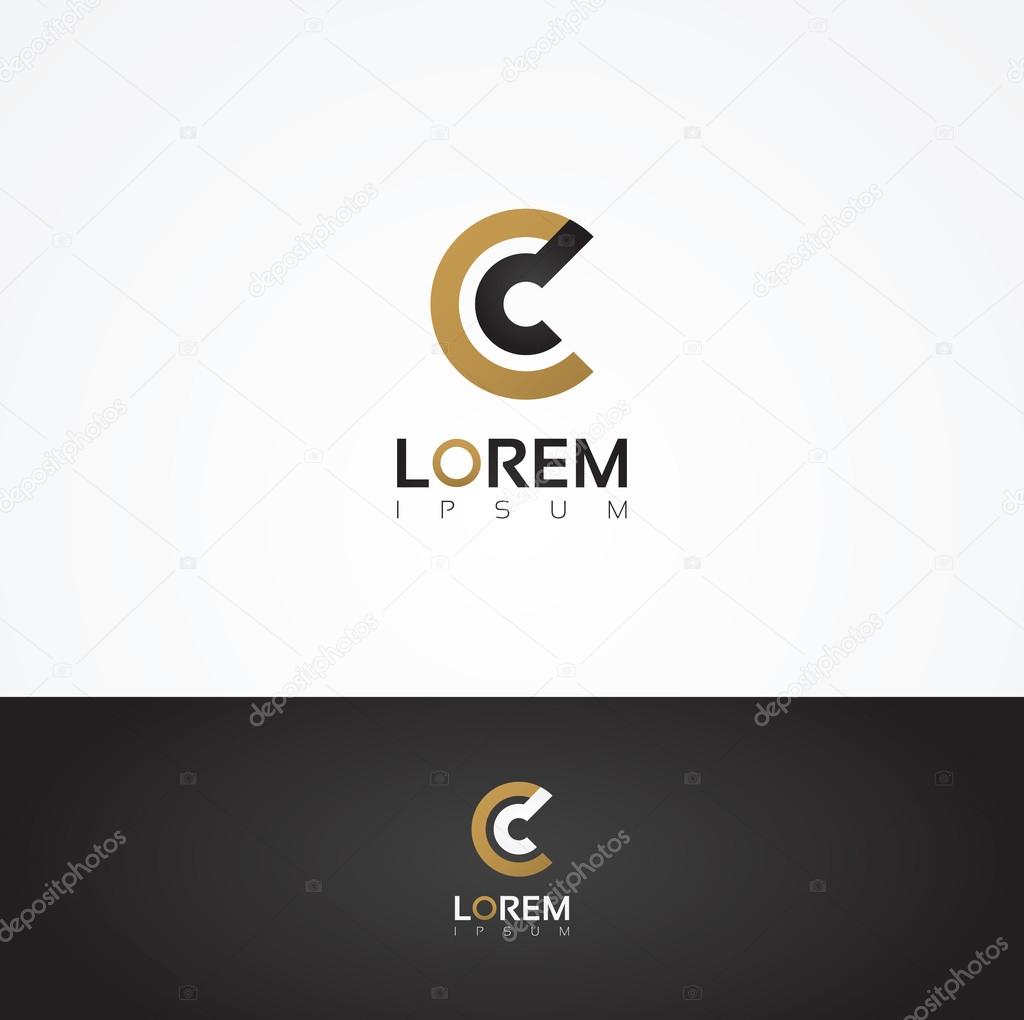 Elegant vector graphic gold alphabet symbol, letter C