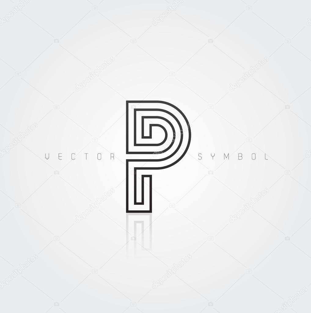 Vector graphic creative line alphabet symbol. Letter P