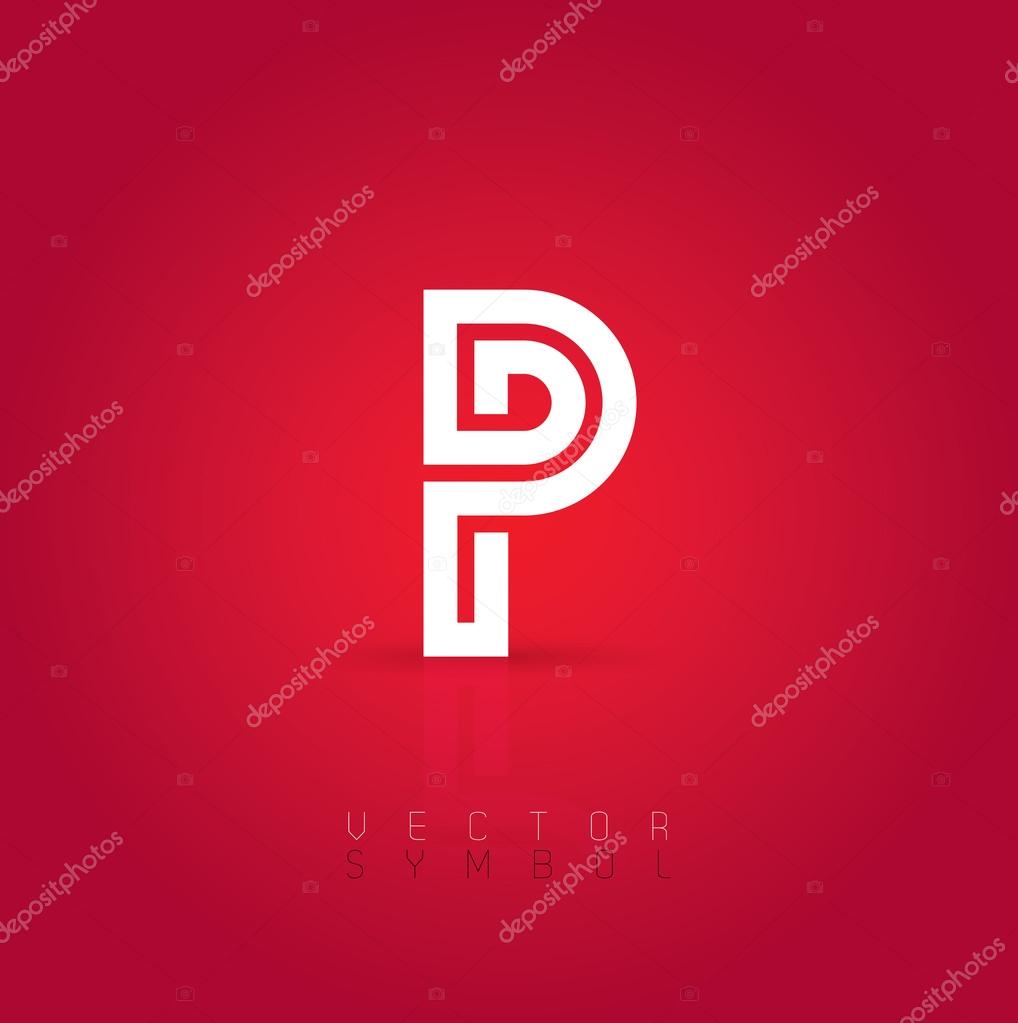 Vector graphic creative line alphabet symbol. Letter P