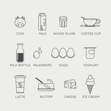 Süt ürünleri Icon set