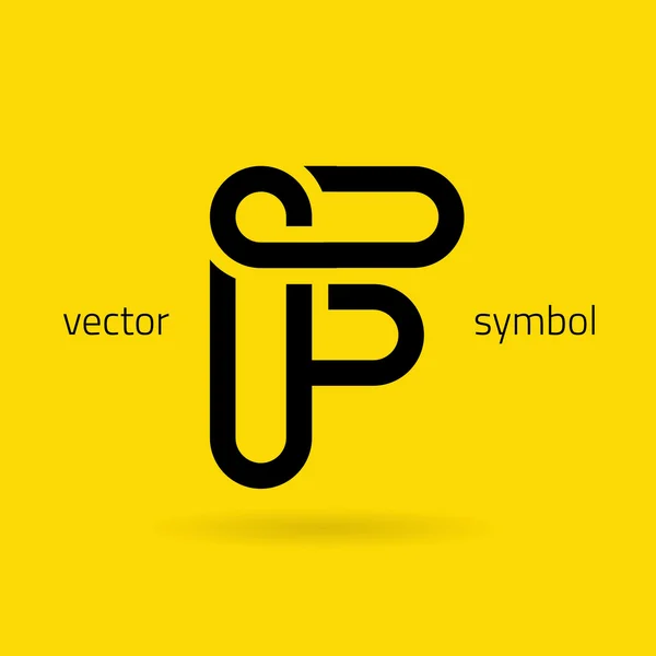 Grafische creatieve lijn alfabet symbool Letter F — Stockvector