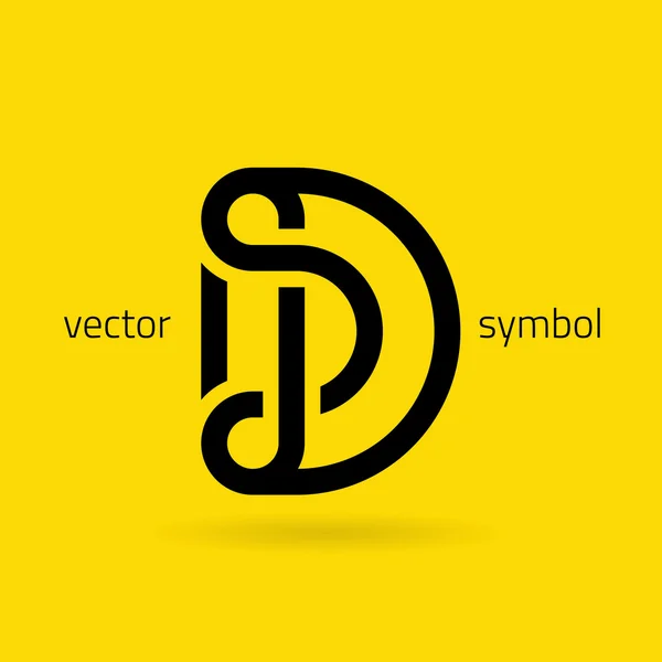 Symbole graphique de l'alphabet de ligne créative Lettre D — Image vectorielle