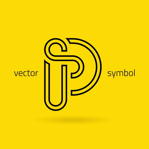 Graphic creative line alphabet symbol Letter P — Stock Vector