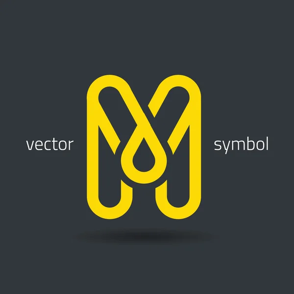 Línea creativa símbolo del alfabeto Letra M — Vector de stock