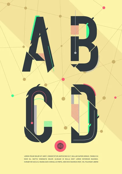 Grafiska alfabetet i en uppsättning. — Stock vektor