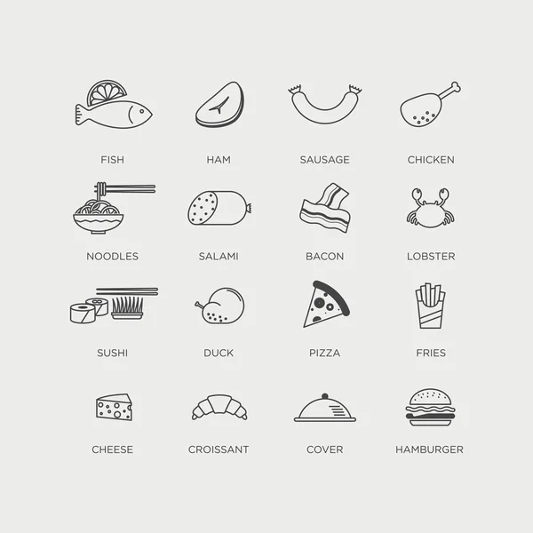 Conjunto de ícones de alimentos preparados —  Vetores de Stock