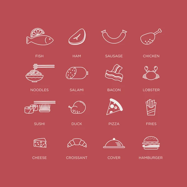 Icono conjunto de alimentos preparados — Vector de stock