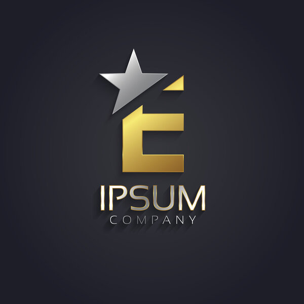 Элегантный алфавит со звёздным элементом Буква E
