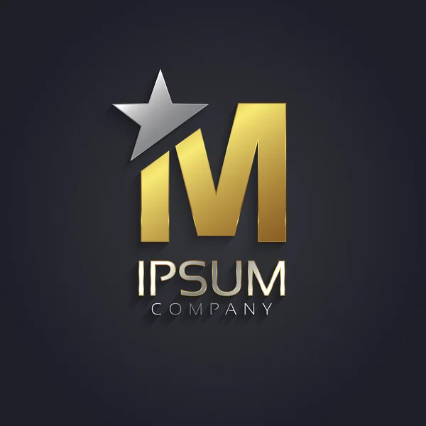 Zarif alfabe sembol ile yıldız öğe mektup M