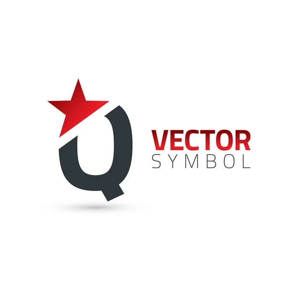 Símbolo del alfabeto con estrella Letra Q — Vector de stock