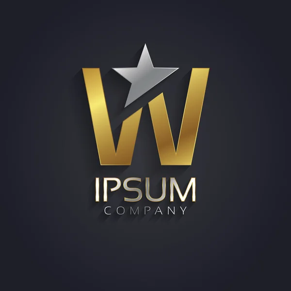 Zarif alfabe sembol yıldız öğesiyle harf W