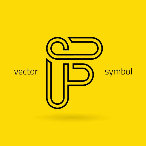 Grafiska kreativa alfabetet linjesymbol bokstaven F — Stock vektor