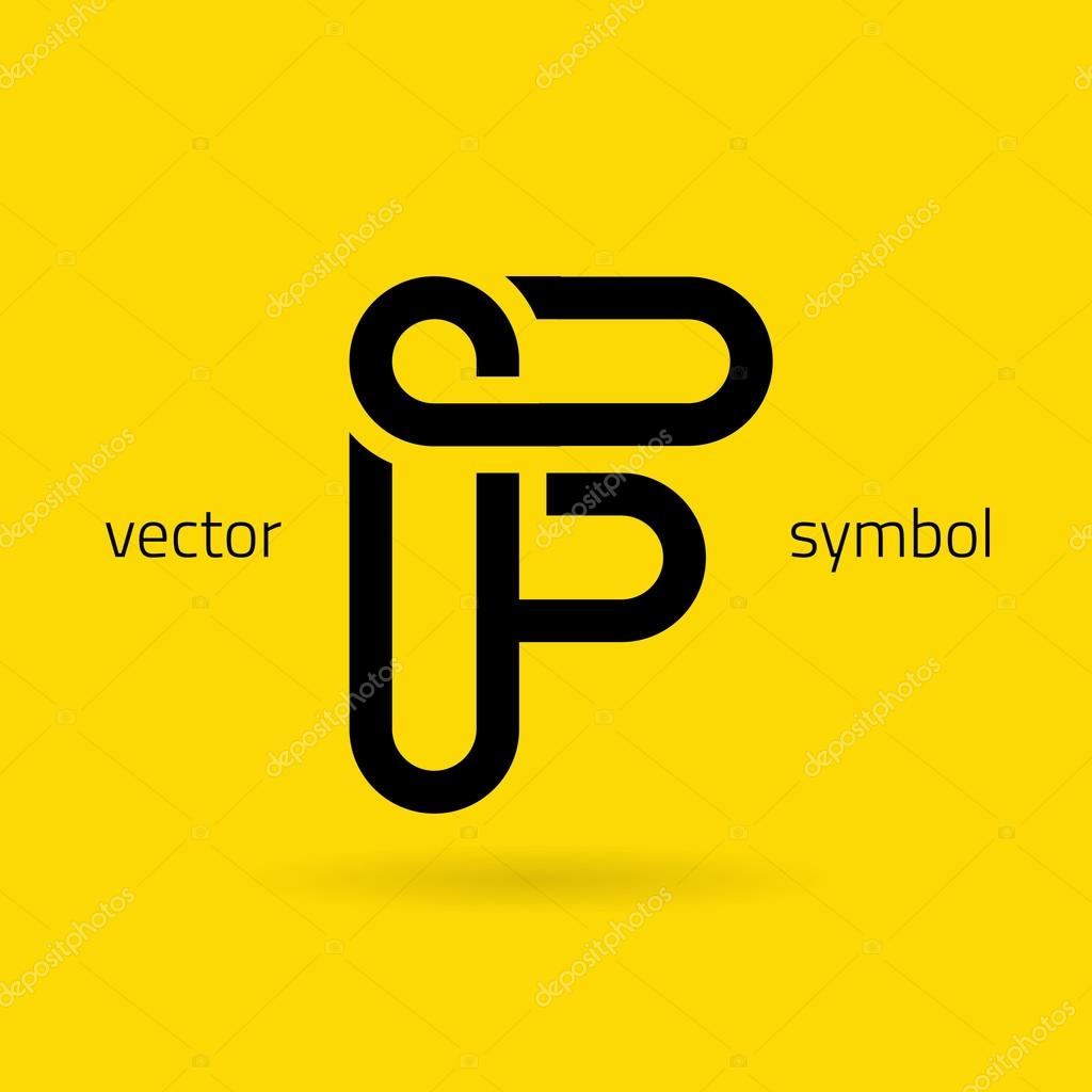 Vector graphic creative line alphabet symbol  Letter F