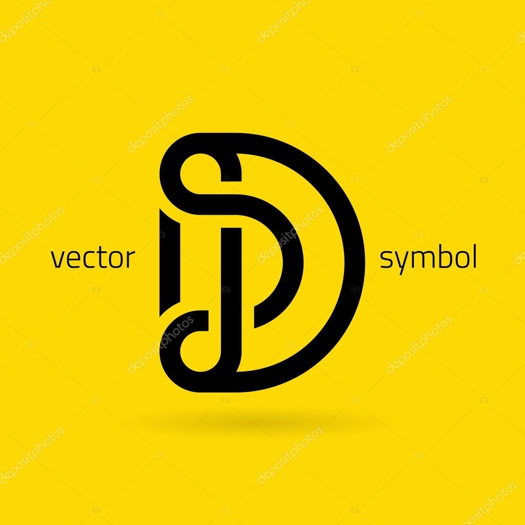 Vector graphic creative line alphabet symbol  Letter D