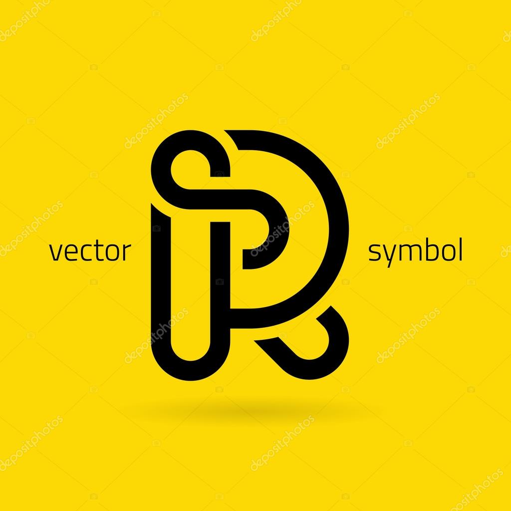 Vector graphic creative line alphabet symbol  Letter R