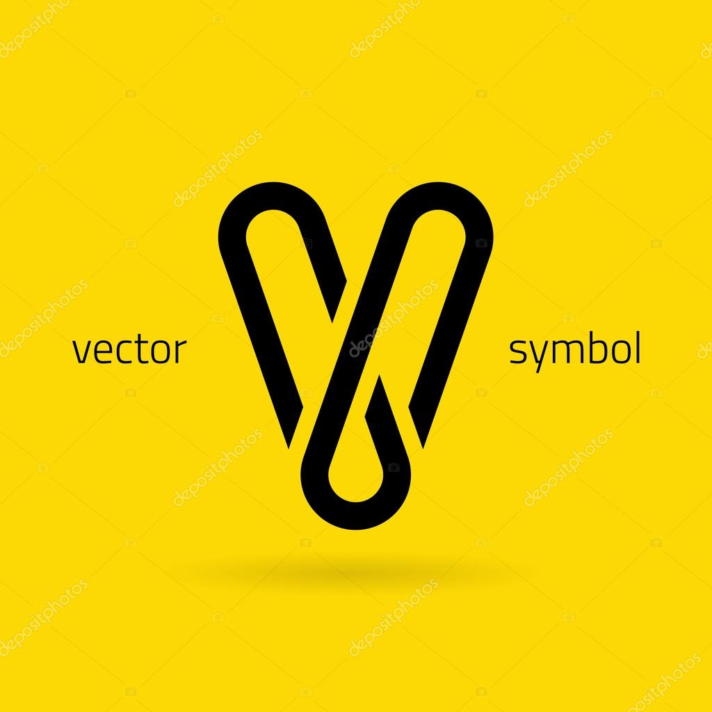 Vector graphic creative line alphabet symbol  Letter V