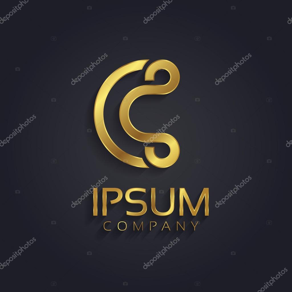 Beautiful vector graphic gold alphabet  letter C  symbol