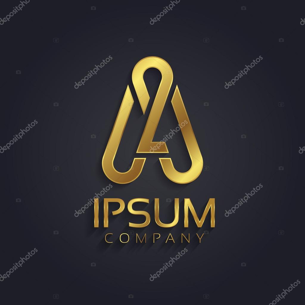 Beautiful vector graphic gold alphabet  letter A  symbol