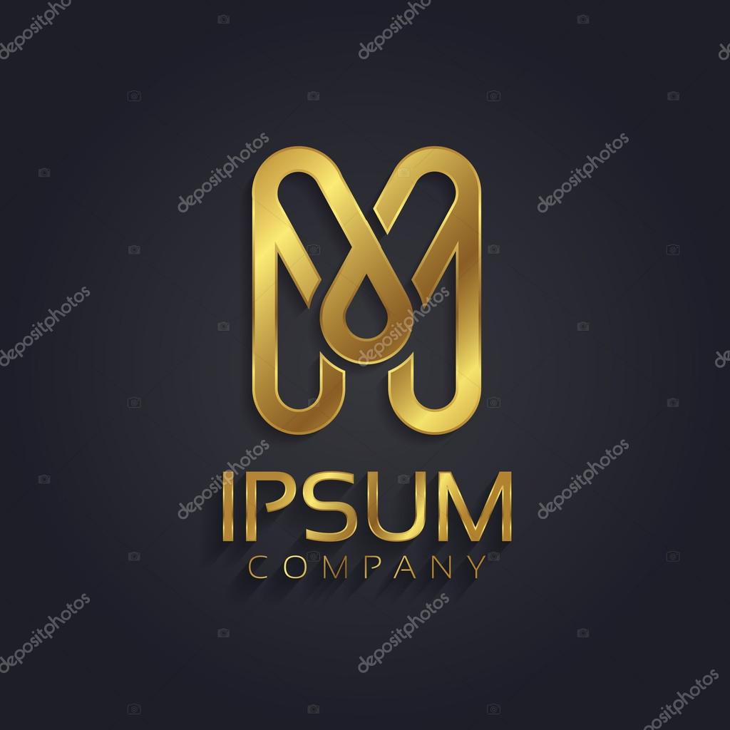 Beautiful vector graphic gold alphabet  letter M  symbol