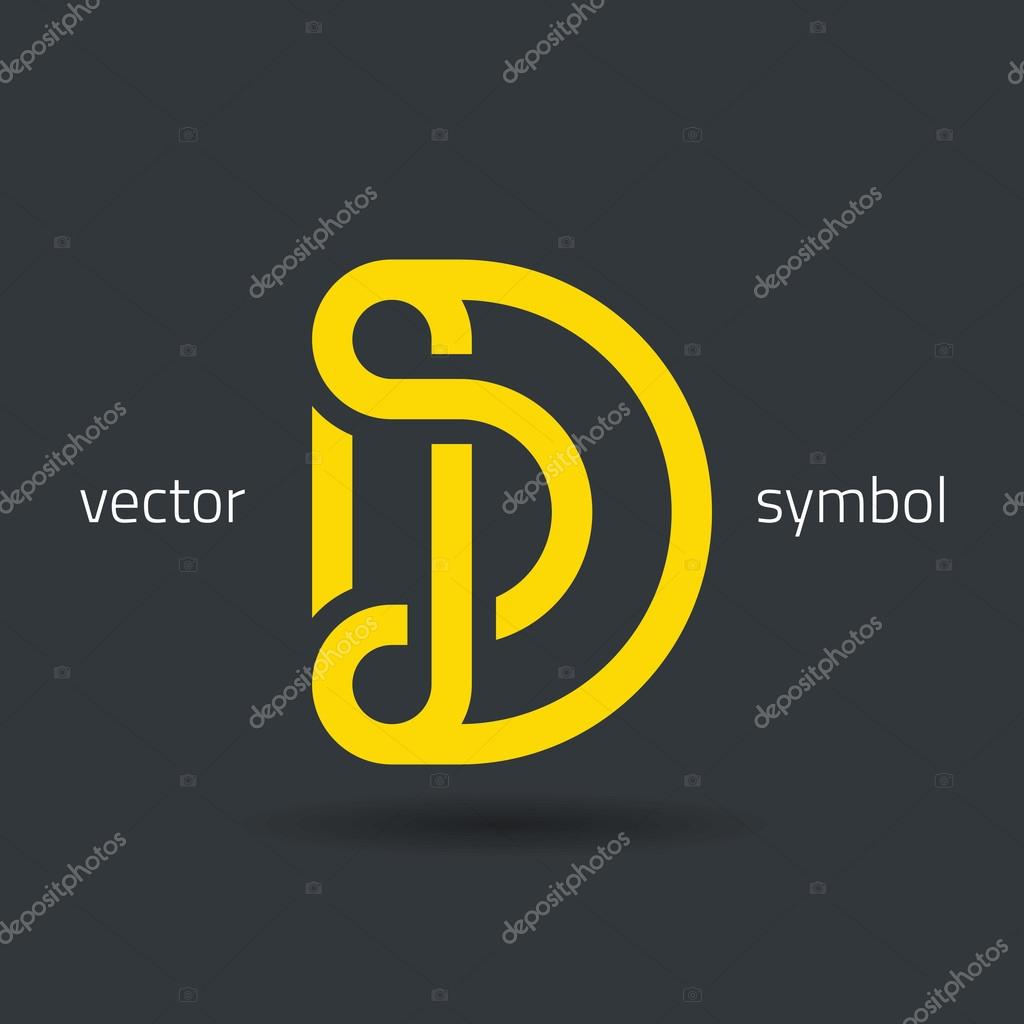 Vector graphic creative line alphabet symbol  Letter D