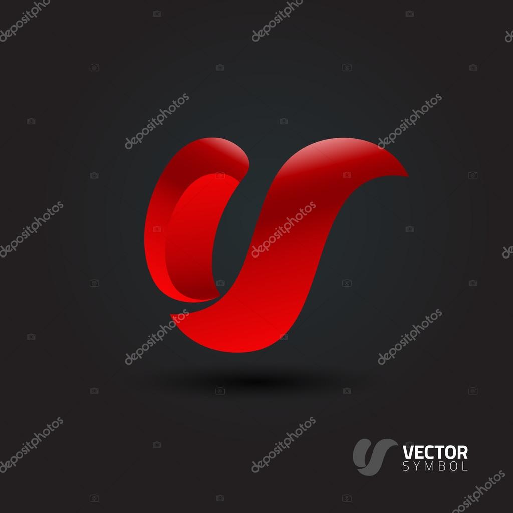 Vector graphic elegant curly alphabet symbol  Letter V