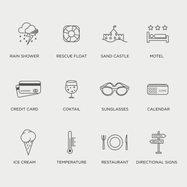 Set of minimal graphic summer icons clipart