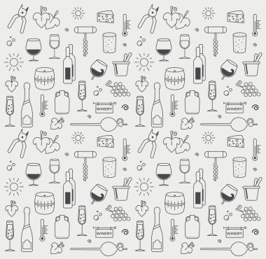 Şarap Icon set. Minimalist çizgilerle