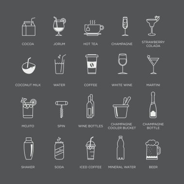 Set of minimal graphic drink clipart