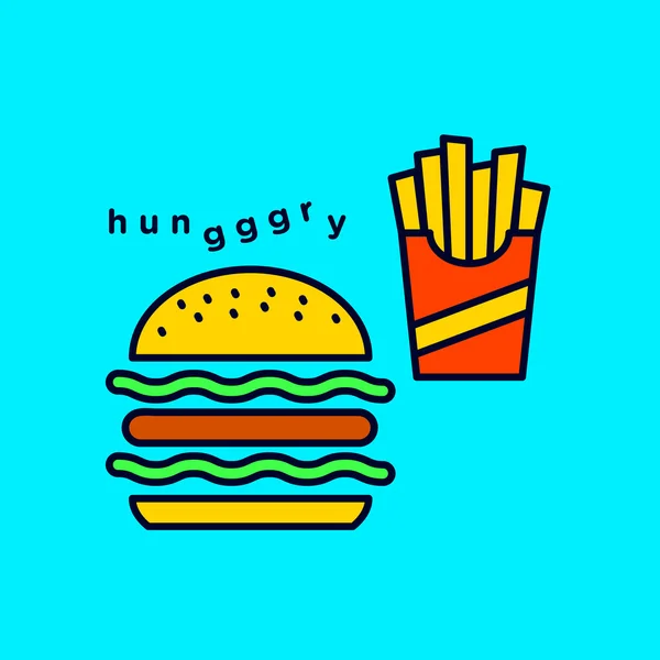 Francia fry Burger — Stock Vector